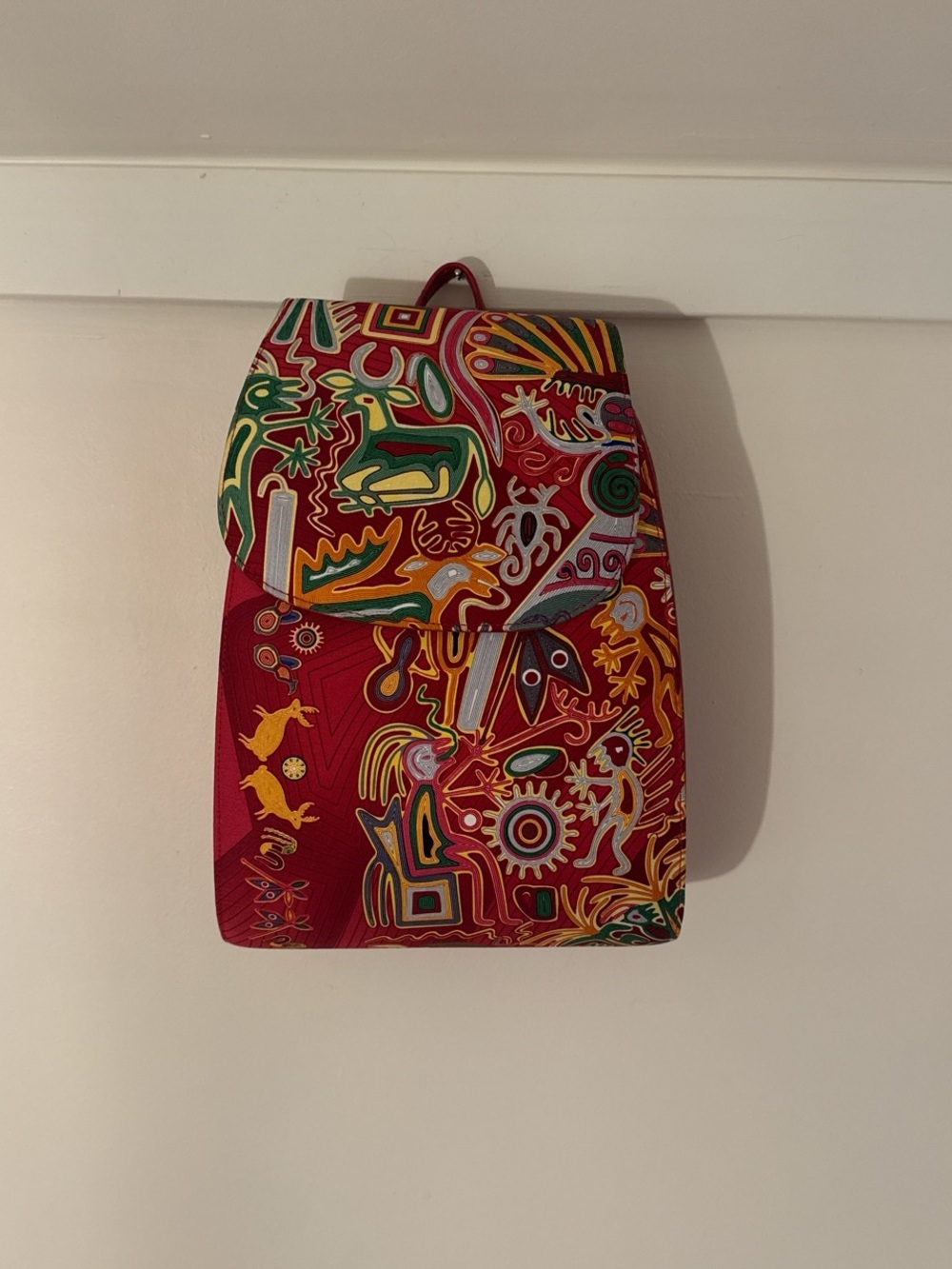 Vibrant Red Patterned Women's Backpack